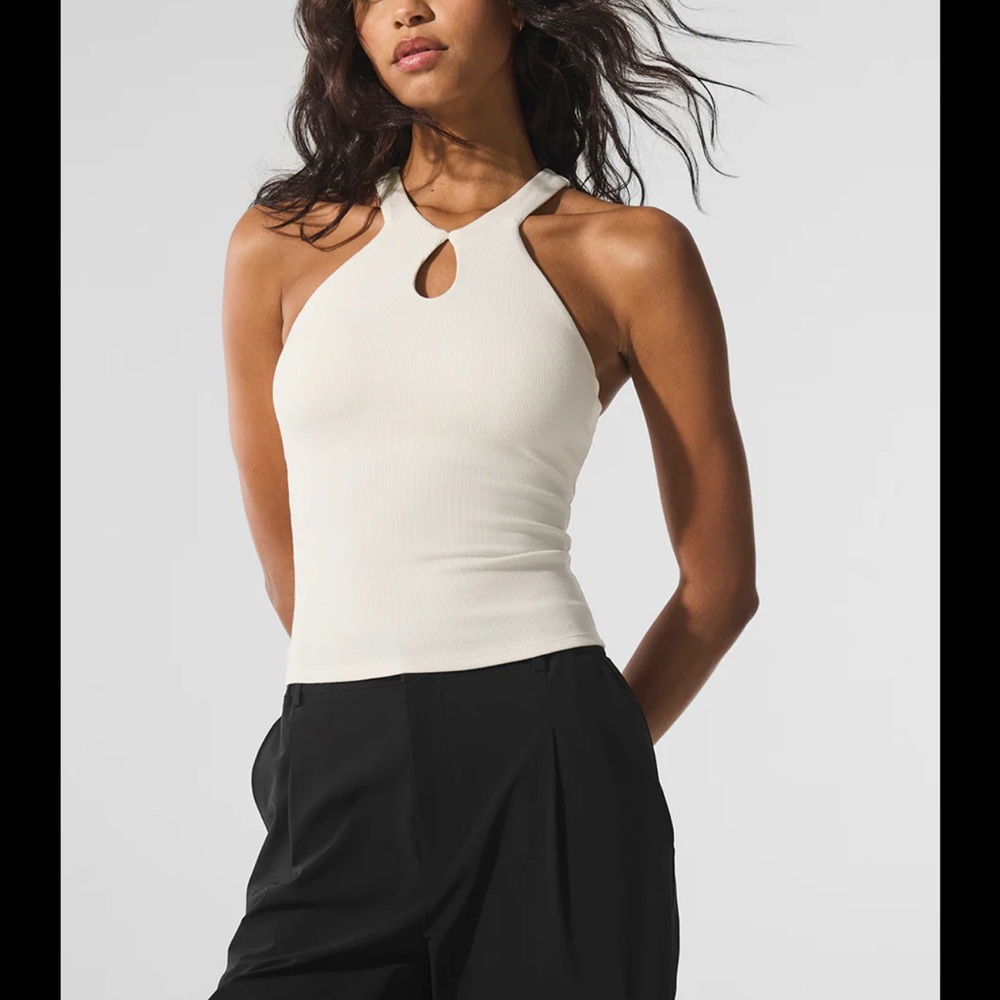 ALO Yoga White Ribbed Racerback Tank - Picture 4 of 4